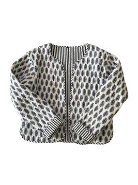 Quilted reversible Navy and White Cropped Batik Jacket